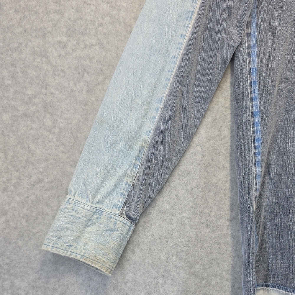 Vintage Wrangler Long Tails Distressed Denim Western Shirt Grunge Workwear - Picture 4 of 12